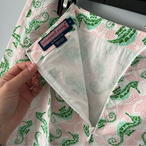 Vineyard Vines Textured Seersucker 100% Cotton Pale Pink Seahorse Mini Skirt 6 - Picture 9 of 15